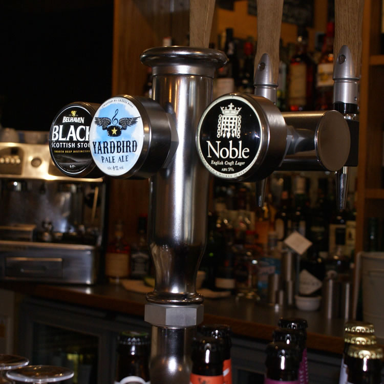 Bar beer taps - YARDBIRD pale ale, Noble Lager, Black Stout