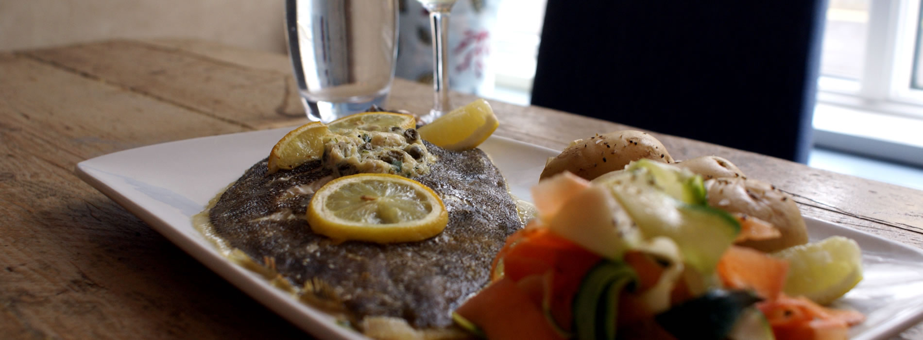Dover Sole and vegetables on plate