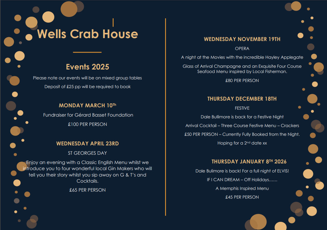 Wells Crab House events 2025