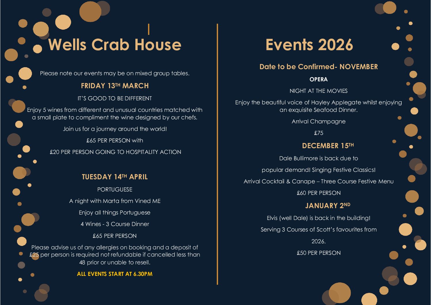 Wells Crab House events 2025